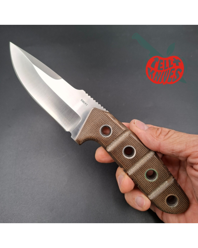 Sibert 2021 Free Radical 2 hollow grind full tang S30V stainless steel satin finish fixed blade brown micarta handle