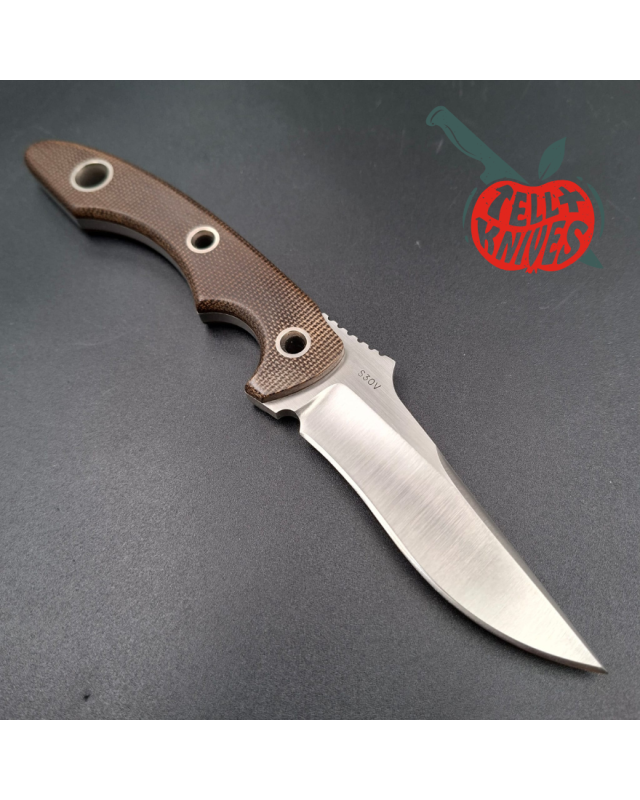 Sibert 2021 Flash hollow grind full tang S30V stainless steel satin finish fixed blade brown micarta handle