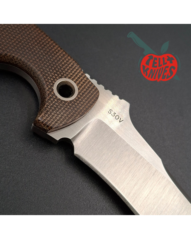 Sibert 2021 Flash hollow grind full tang S30V stainless steel satin finish fixed blade brown micarta handle