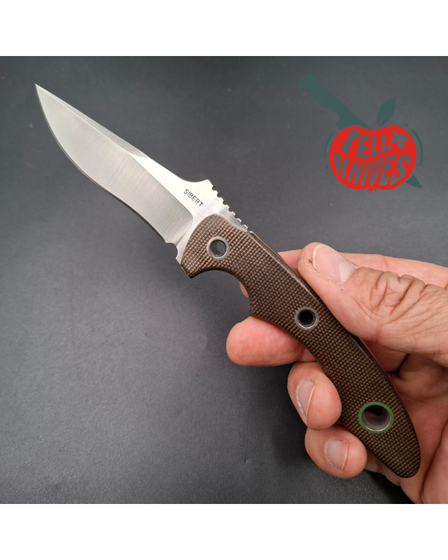 Sibert 2021 Flash hollow grind full tang S30V stainless steel satin finish fixed blade brown micarta handle