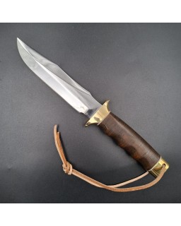La Grotte du Loup MACV SOG Fighter forged carbon steel blade brass guard and pommel stacked leather handle