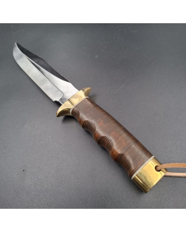 La Grotte du Loup MACV SOG Fighter forged carbon steel blade brass guard and pommel stacked leather handle