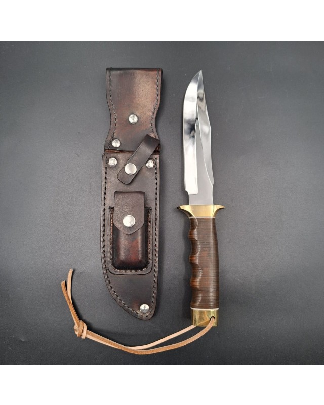 La Grotte du Loup MACV SOG Fighter forged carbon steel blade brass guard and pommel stacked leather handle