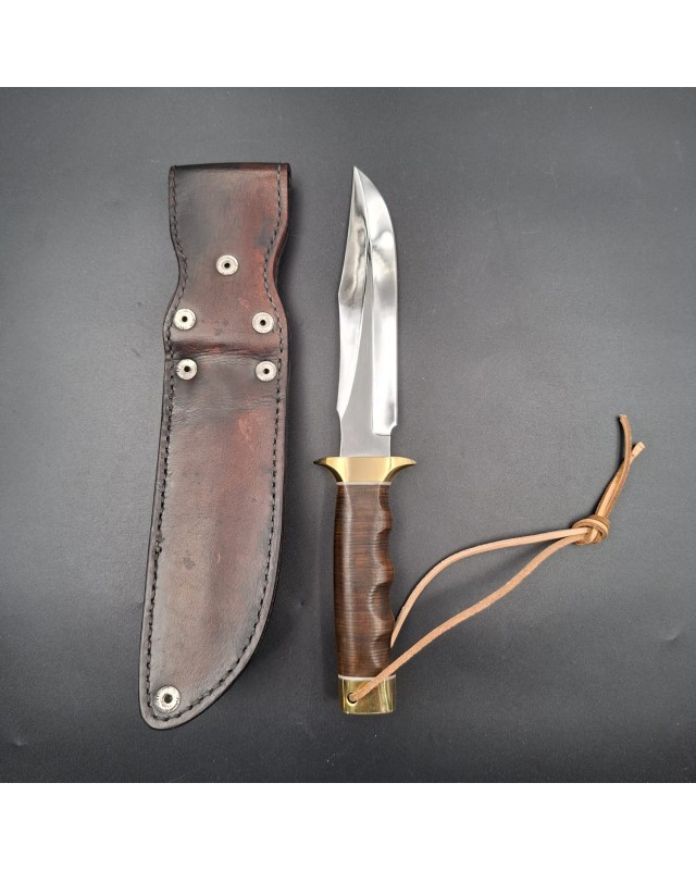 La Grotte du Loup MACV SOG Fighter forged carbon steel blade brass guard and pommel stacked leather handle