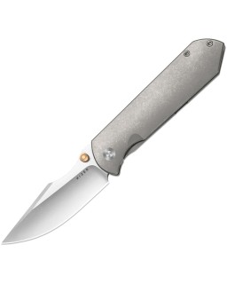 Kizer Harpoon Fold Framelock Stonewash Satin Elmax Steel Blade Gray Titanium Handle