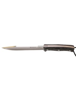 Joker Bush Camp Knife N695 stainless steel blade black micarta handle black leather sheath JK146CM