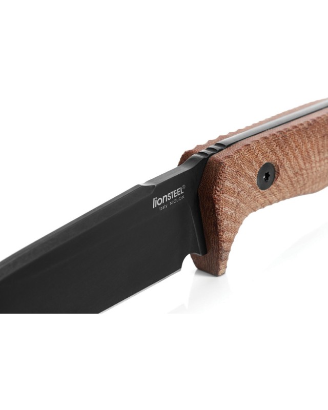 LionSTEEL T5 Fixed Blade Black PVD Niolox Steel Blade Natural Micarta Handle