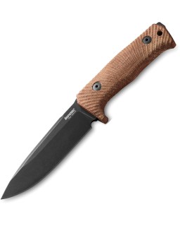 LionSTEEL T5 Fixed Blade Black PVD Niolox Steel Blade Natural Micarta Handle