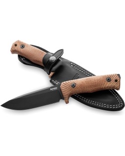 LionSTEEL T5 Fixed Blade Black PVD Niolox Steel Blade Natural Micarta Handle