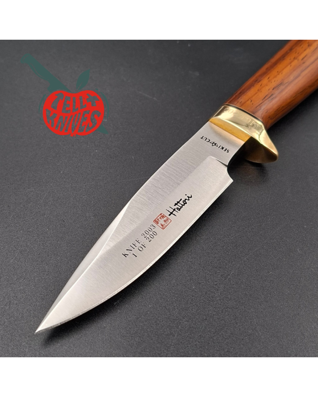 Hattori fixed blade "2003 HA6-4 Knife of the Year" VG-10 stainless steel brass guard and pommel cocobolo wood