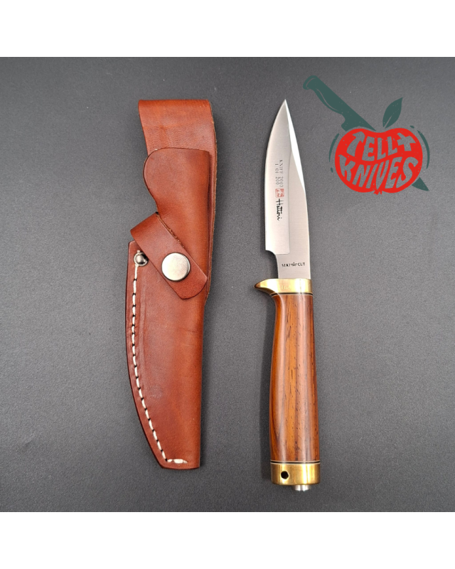 Hattori fixed blade "2003 HA6-4 Knife of the Year" VG-10 stainless steel brass guard and pommel cocobolo wood