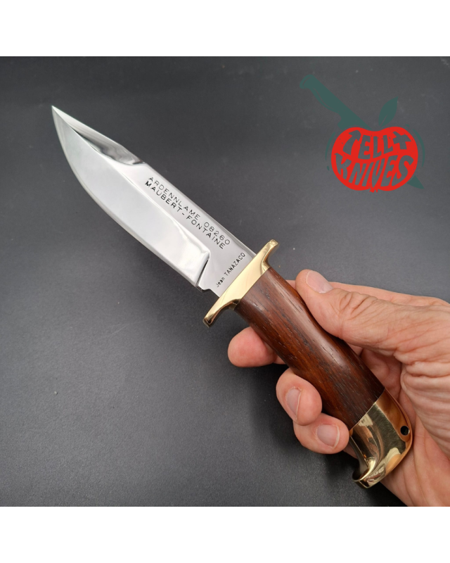 Jean Tanazacq Ardennlame Modèle Tronçay 2 acier 440C forgé finition miroir garde laiton manche bois de noyer étui cu