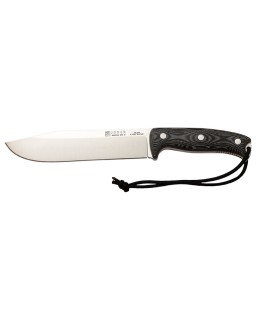 Joker Bush Camp Knife N695 stainless steel blade black micarta handle black leather sheath JK146CM