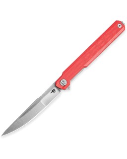 Bestech Duoz Linerlock Satin 14C28N Steel Blade Red G10 Handle