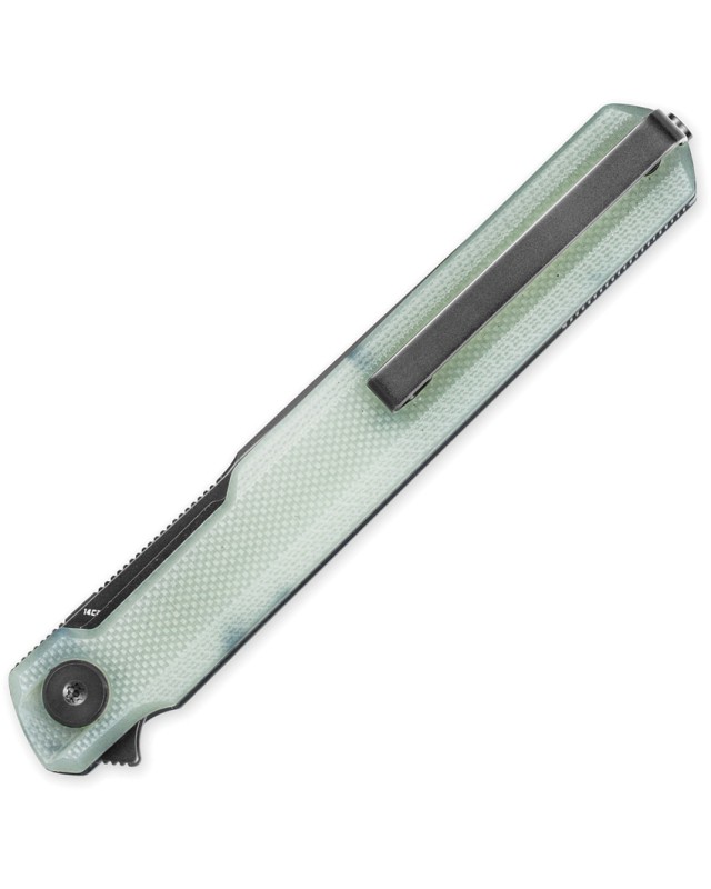 Bestech Duoz Linerlock Black PVD 14C28N Steel Blade Jade G10 Handle