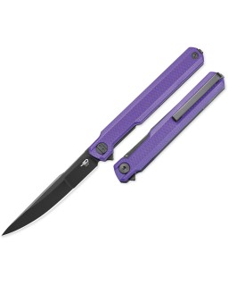 Bestech Duoz Linerlock Black PVD 14C28N Steel Blade Purple G10 Handle