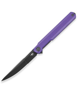 Bestech Duoz Linerlock Black PVD 14C28N Steel Blade Purple G10 Handle