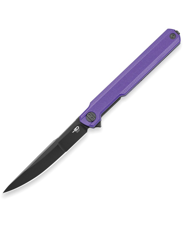 Bestech Duoz Linerlock Black PVD 14C28N Steel Blade Purple G10 Handle