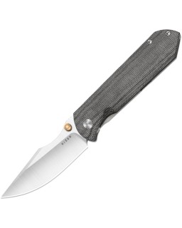 Kizer Harpoon Fold Framelock Satin Elmax Black Norplex Ultrex Micarta Titanium Handle