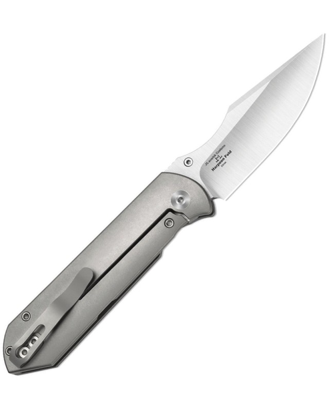 Kizer Harpoon Fold Framelock Satin Elmax Black Norplex Ultrex Micarta Titanium Handle