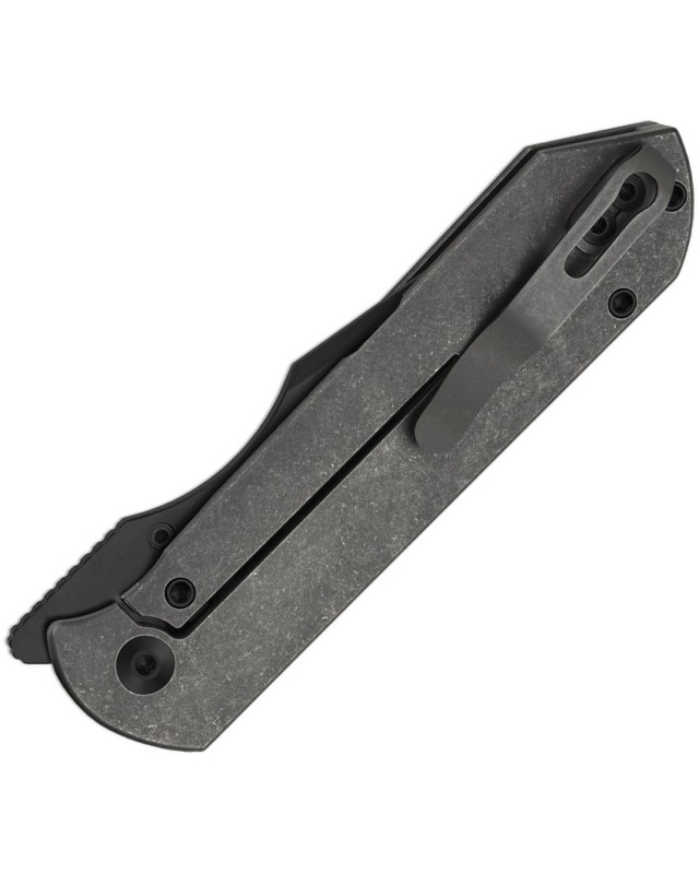 Kizer Harpoon Fold Framelock Black DLC Elmax Steel Blade Black Stonewash Titanium Handle