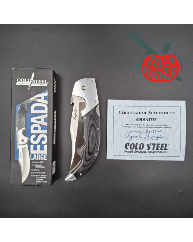Cold Steel Espada Large CTS XHP stainless steel black micarta handle with box and certificate