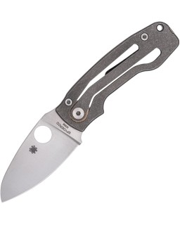 Spyderco PITS 2 SlipIt Satin Bohler M398 Steel Blade Black Stonewash Titanium Handle