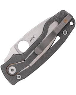Spyderco PITS 2 SlipIt Satin Bohler M398 Steel Blade Black Stonewash Titanium Handle
