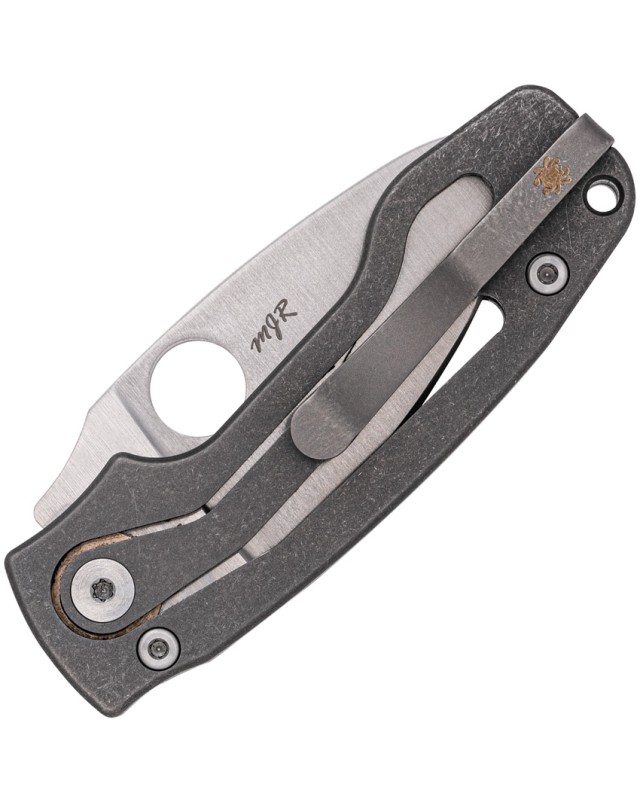 Spyderco PITS 2 SlipIt Satin Bohler M398 Steel Blade Black Stonewash Titanium Handle