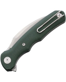 Trivisa Lacerta Linerlock Stonewash 14C28N Steel Blade Green Micarta Handle