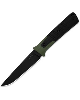 Kizer Area Eight Fixed Blade Black PVD AEB-L Steel Blade OD Green Black G10 Handle