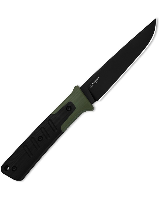 Kizer Area Eight Fixed Blade Black PVD AEB-L Steel Blade OD Green Black G10 Handle