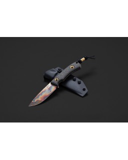 TRC Knives Polheim CPM-MagnaCut steel post-apocalyptic Finish black burlap Micarta handle black kydex