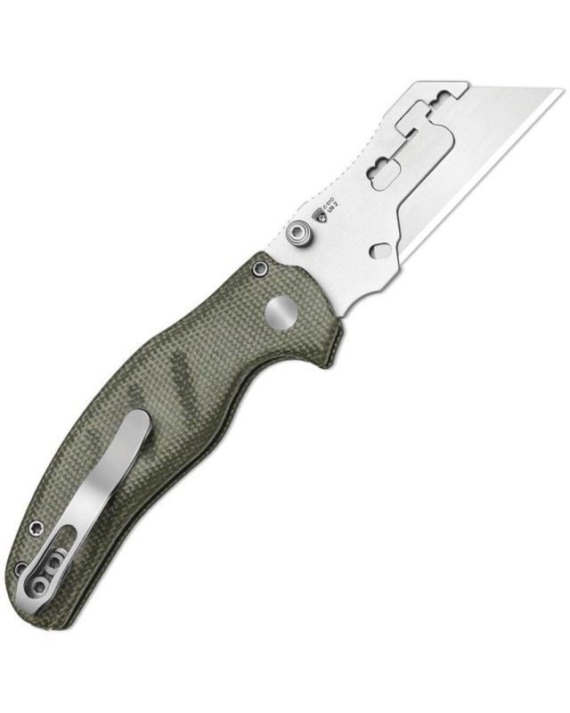 Kizer C01C Uti 2 Button Lock 5Cr15MoV Steel Blade Green Micarta Handle
