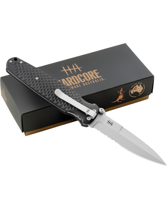 Hardcore Hardware HHA Covert 01 Linerlock Bead Blast CPM S35VN Black Textured G10 Handle
