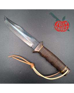 La Grotte du Loup MACV SOG Fighter SF forged carbon steel blade brass guard and pommel stacked leather handle with box