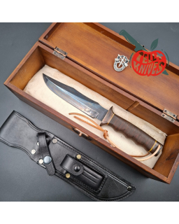 La Grotte du Loup MACV SOG Fighter SF forged carbon steel blade brass guard and pommel stacked leather handle with box