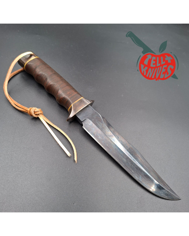 La Grotte du Loup MACV SOG Fighter SF forged carbon steel blade brass guard and pommel stacked leather handle with box