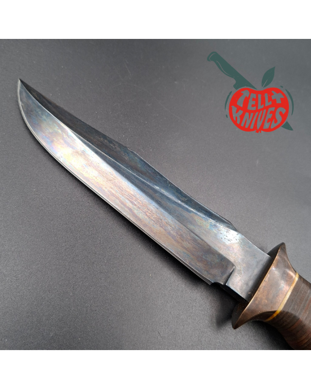 La Grotte du Loup MACV SOG Fighter SF forged carbon steel blade brass guard and pommel stacked leather handle with box