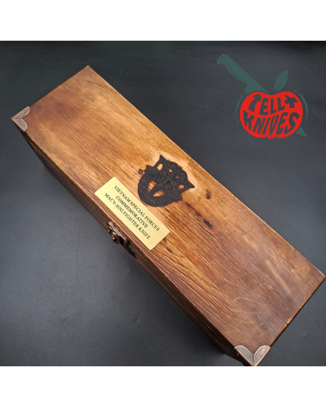 La Grotte du Loup MACV SOG Fighter SF forged carbon steel blade brass guard and pommel stacked leather handle with box