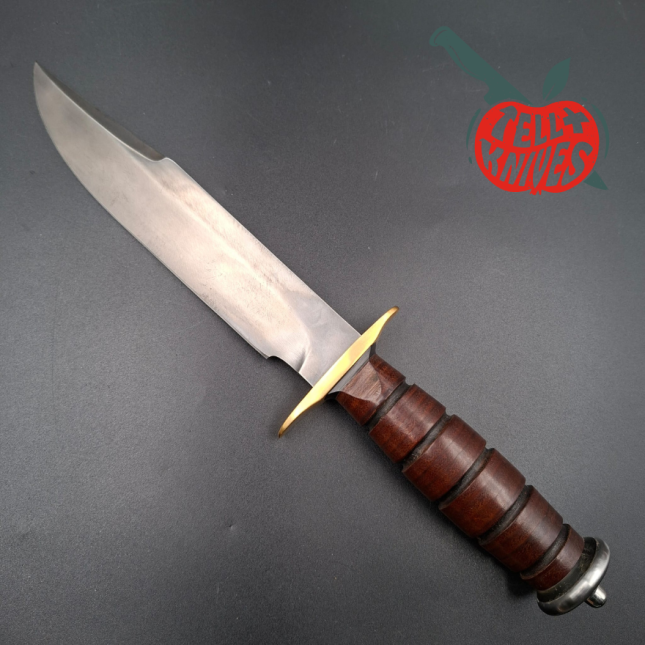 La Grotte du Loup Custom Fighting Knife forged carbon steel blade AL MAR Grunt stacked leather handle