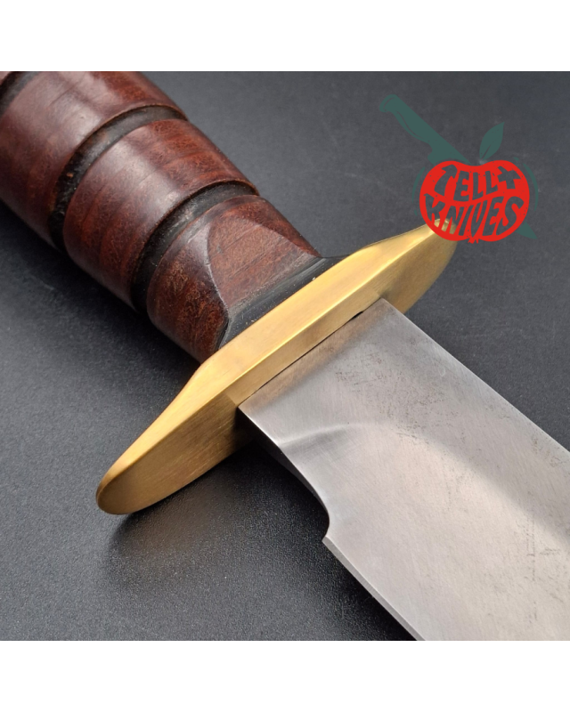 La Grotte du Loup Custom Fighting Knife forged carbon steel blade AL MAR Grunt stacked leather handle