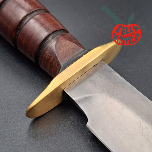 La Grotte du Loup Custom Fighting Knife forged carbon steel blade AL MAR Grunt stacked leather handle