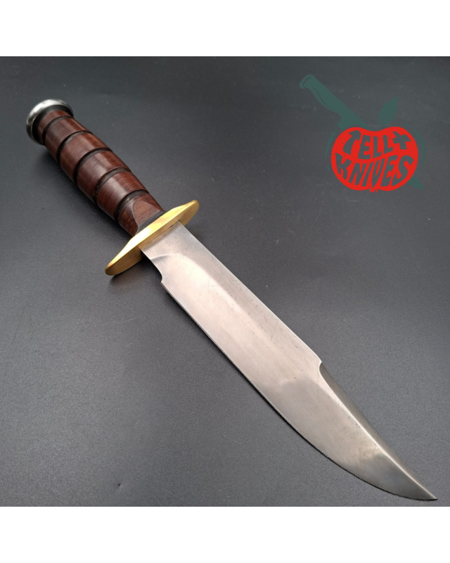 La Grotte du Loup Custom Fighting Knife forged carbon steel blade AL MAR Grunt stacked leather handle