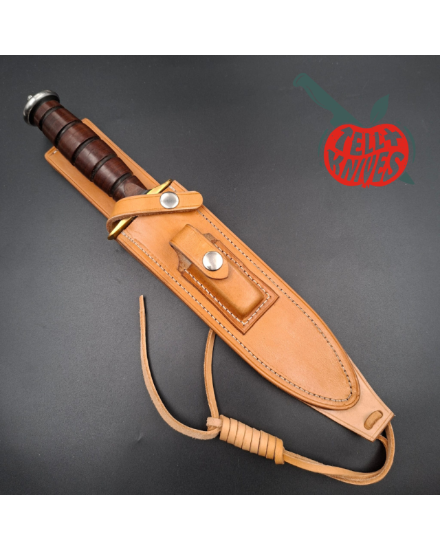 La Grotte du Loup Custom Fighting Knife forged carbon steel blade AL MAR Grunt stacked leather handle