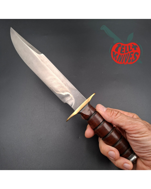 La Grotte du Loup Custom Fighting Knife forged carbon steel blade AL MAR Grunt stacked leather handle