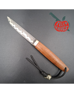 Sergey Shidlovskiy Custom Knives Mini Drop Point K390/N690 laminate steel mango wood handle brown leather sheath