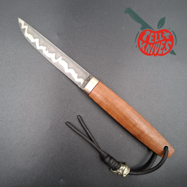 Sergey Shidlovskiy Custom Knives Mini Drop Point K390/N690 laminate steel mango wood handle brown leather sheath
