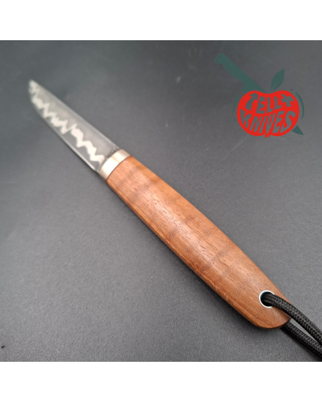Sergey Shidlovskiy Custom Knives Mini Drop Point K390/N690 laminate steel mango wood handle brown leather sheath