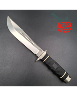 SOG Creed USMC FORCE RECON AUS8 steel satin finish Kraton handle black leather sheath